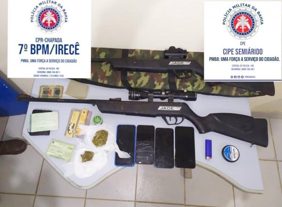 Droga e armas de fogo são apreendidas pela PM em Xique-Xique